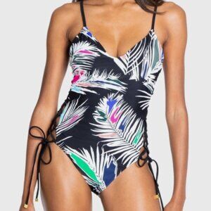NWT! Rachel Roy Multi Color Side Tie Printed One Piece Swimsuit NEW!